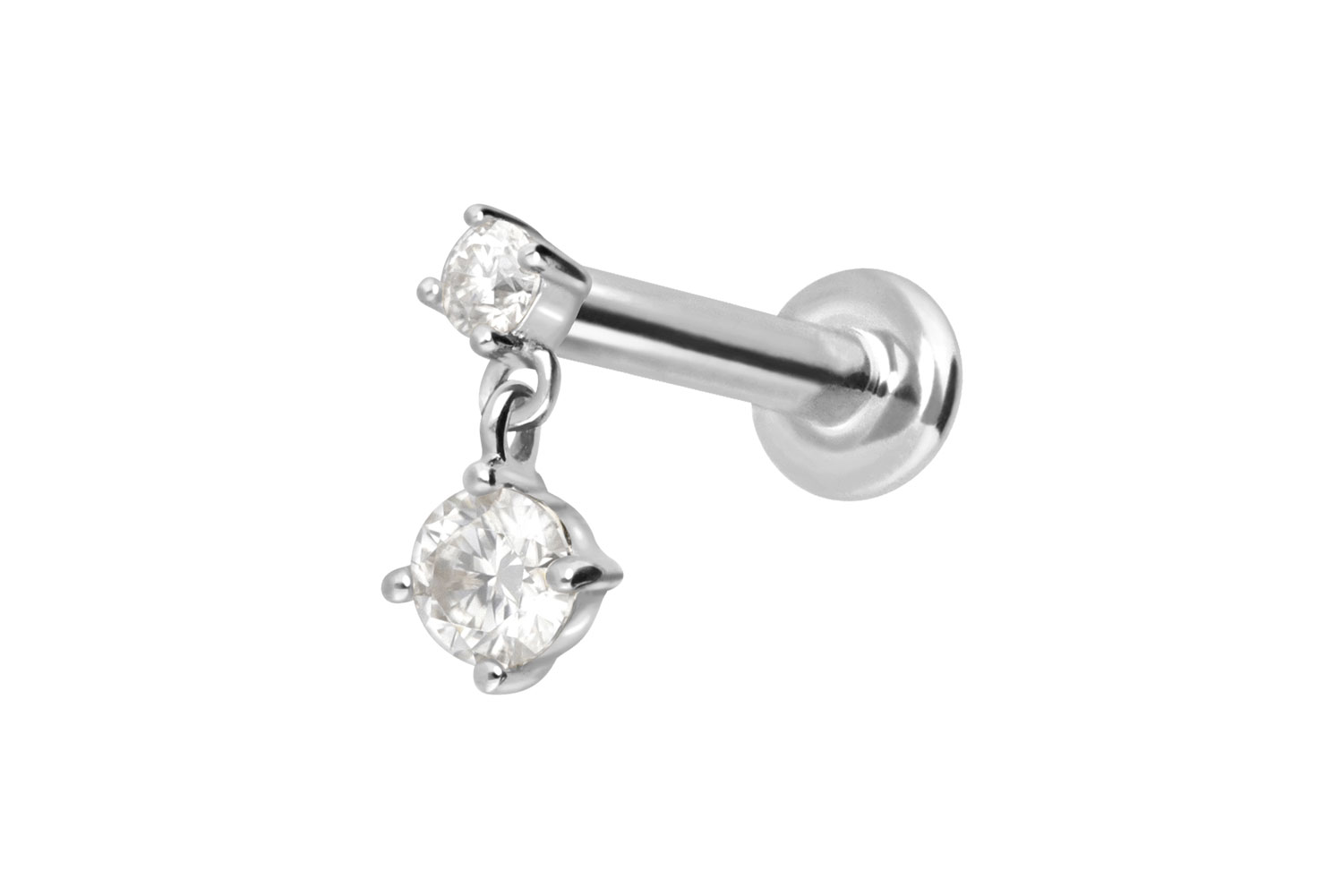 14 Karat Gold Labret Piercing mit Push Fit 2 MOISSANITE